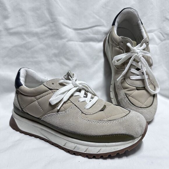 Madewell Kickoff Trainer Womens 7, Mens 5.5 Sneaker Streetwear Shoes Tan Quilted - Picture 1 of 7